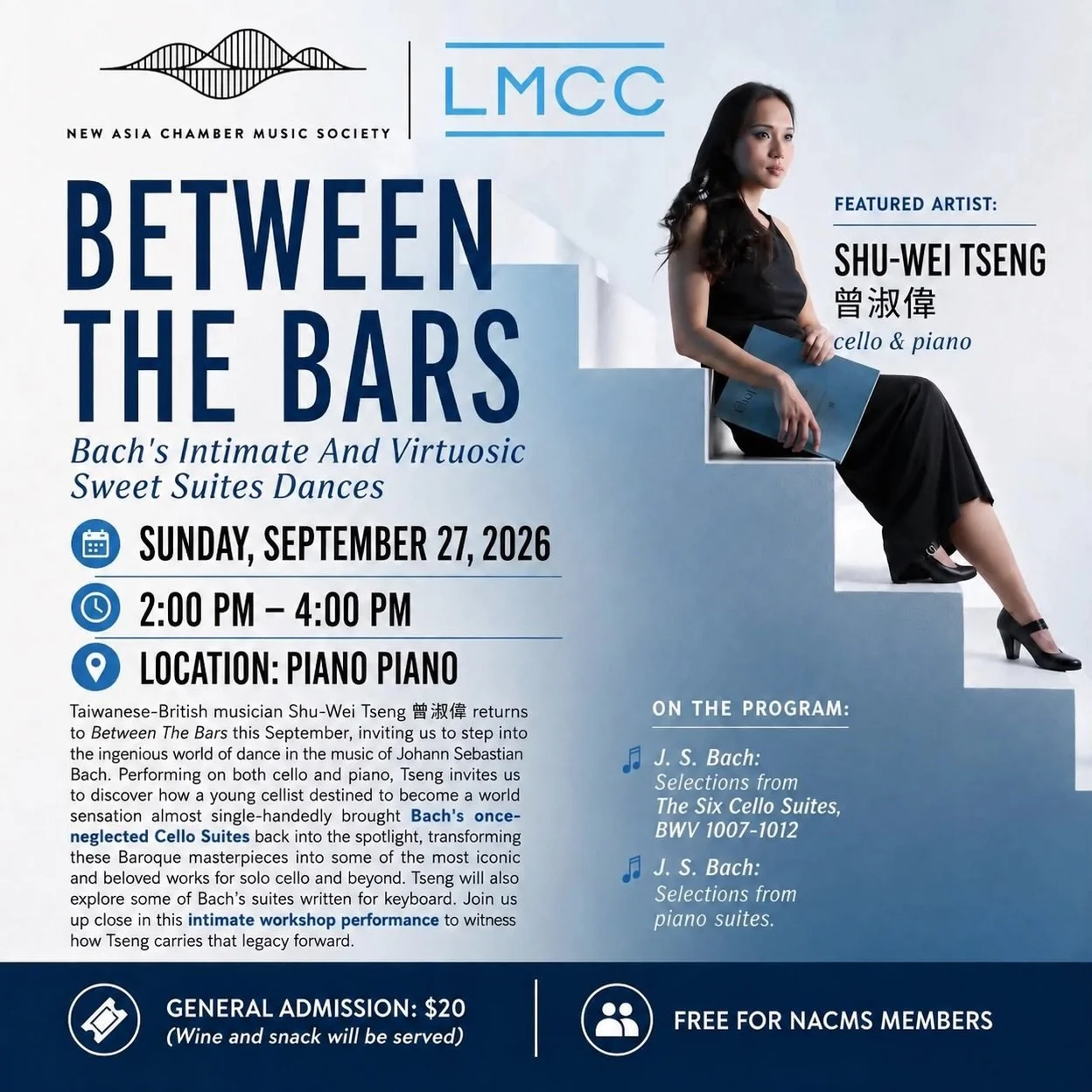 🎻#✨ Between The Bars: Bach&rsquo;s Intimate and Virtuosic &ldquo;Sweet Suites&rdquo; Dances

Step into the ingenious world of dance in the music of J. S. Bach with Taiwanese-British musician Shu-Wei Tseng 曾淑偉, returning to our Between The Bars serie