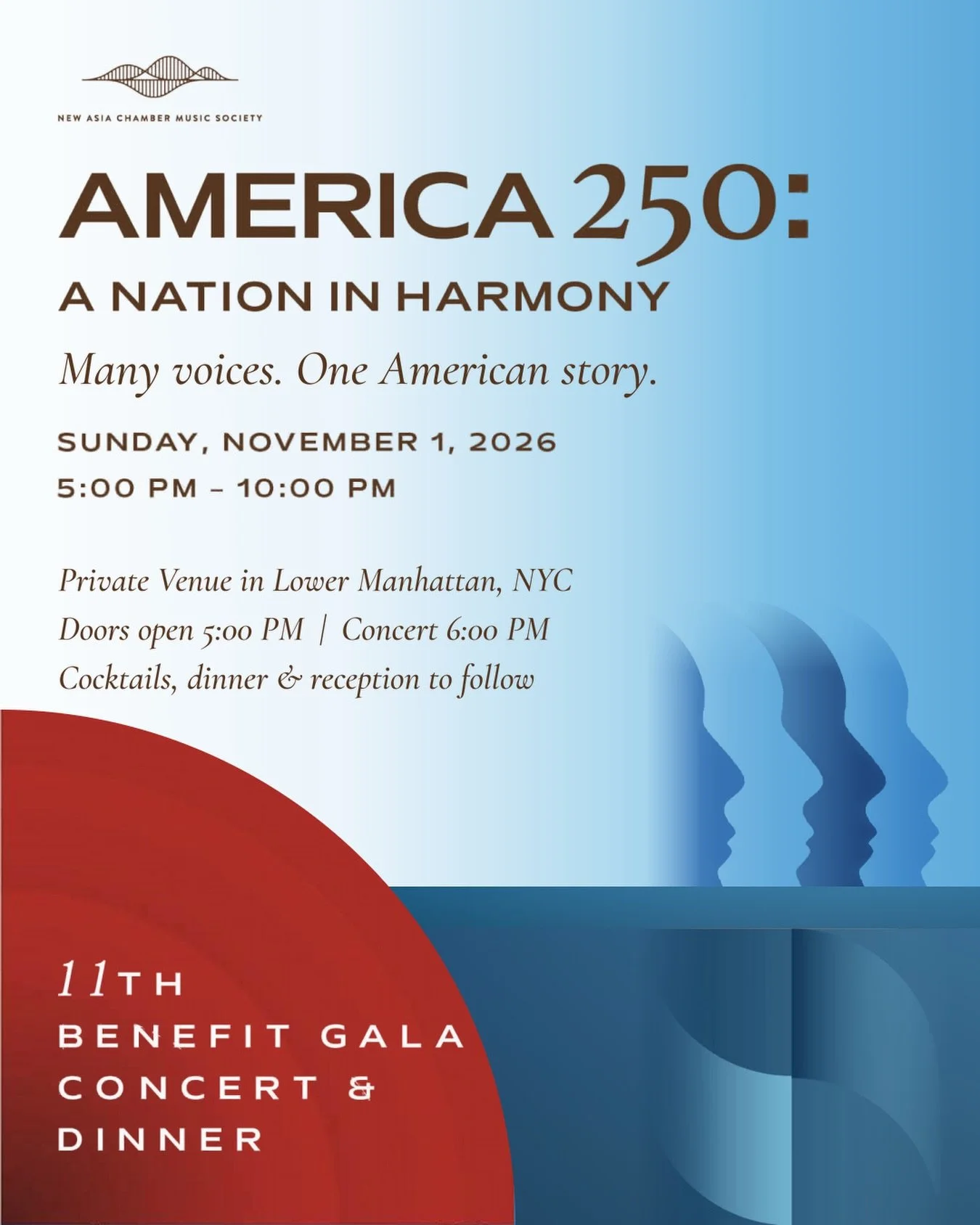 ✨ AMERICA 250: A Nation in Harmony ✨

Join us for the NACMS 2026 Annual Benefit Gala &mdash; an unforgettable evening of chamber music, celebration, and community in New York City.

📅 Sunday, November 1, 2026
🎶 Concert at 6 PM | Dinner &amp; recept