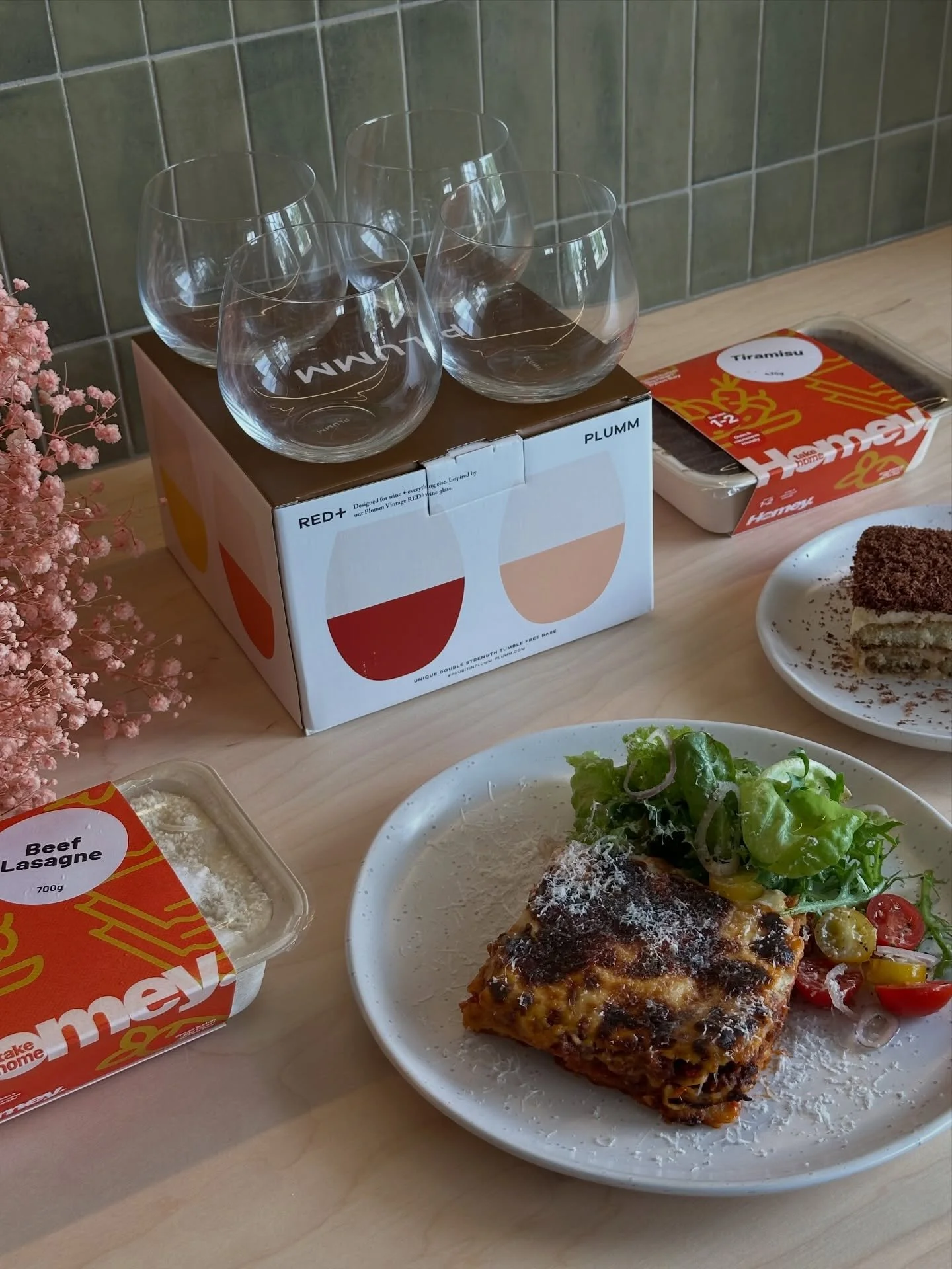 VALENTINE&rsquo;S DAY SPECIAL ❤️ Grab a Homey Lasagne, Tiramisu and a set of 4 PLUMM Wine Glasses for $89.95. Perfect for a night in.. 

Available in store at 16 Banksia Drive all week