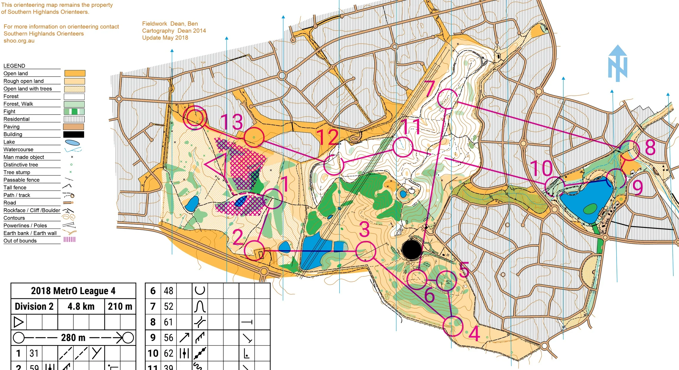 An example of an orienteering map using William Howe Reserve in Mount Annan. Don’t worry, if you’re new, we’ll tech you all about how to use it an an event!