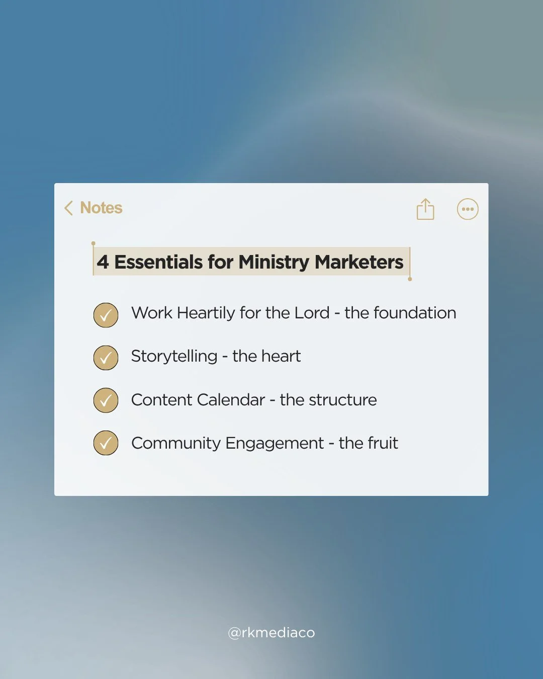 Ministry marketing isn't just a job. It's stewardship of a message that matters for eternity.
Here are 4 essentials every ministry marketer needs to keep in mind:

💙 Work Heartily for the Lord 
"Whatever you do, work at it with all your heart, 