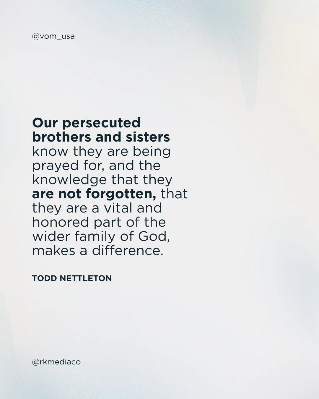Your prayers reach further than you know. Wisdom from Todd Nettleton @vom_usa 🙏