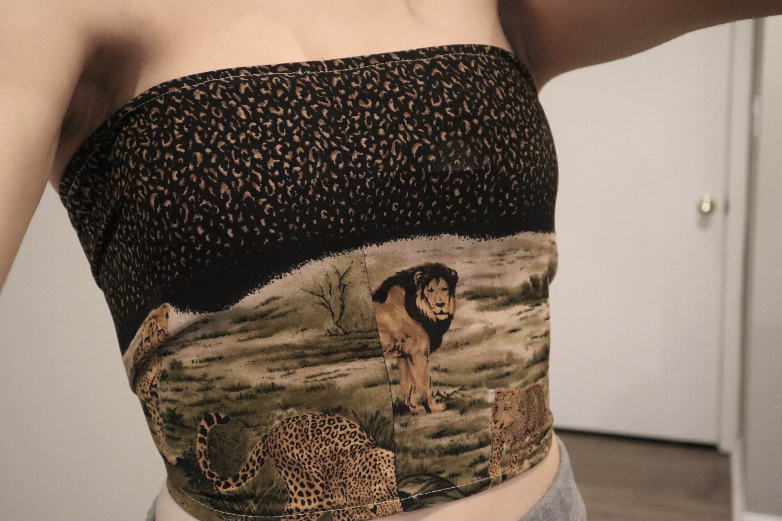 Thin bodice made Using an Upcycled Skirt.
