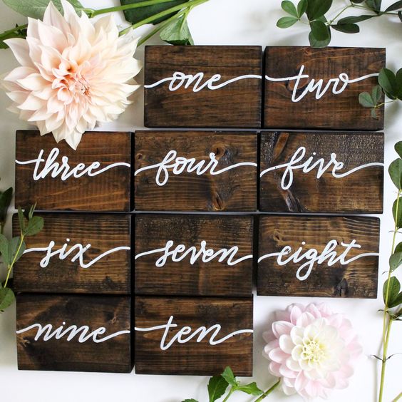Wood Block Table Number Bou K Wood Block Table Number Bou K, Wooden Block Table Numbers Wedding