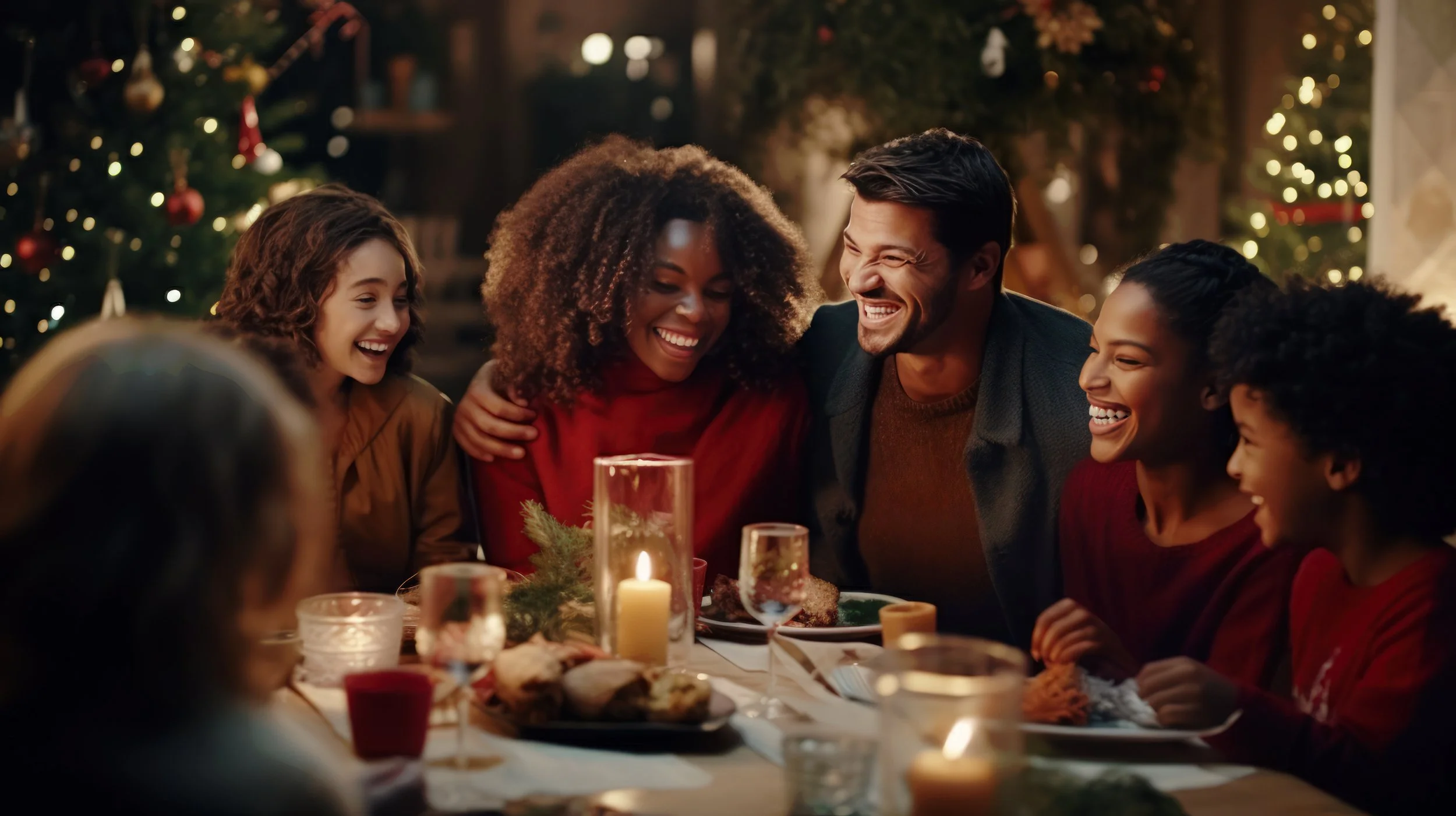 A group of people enjoying a meal