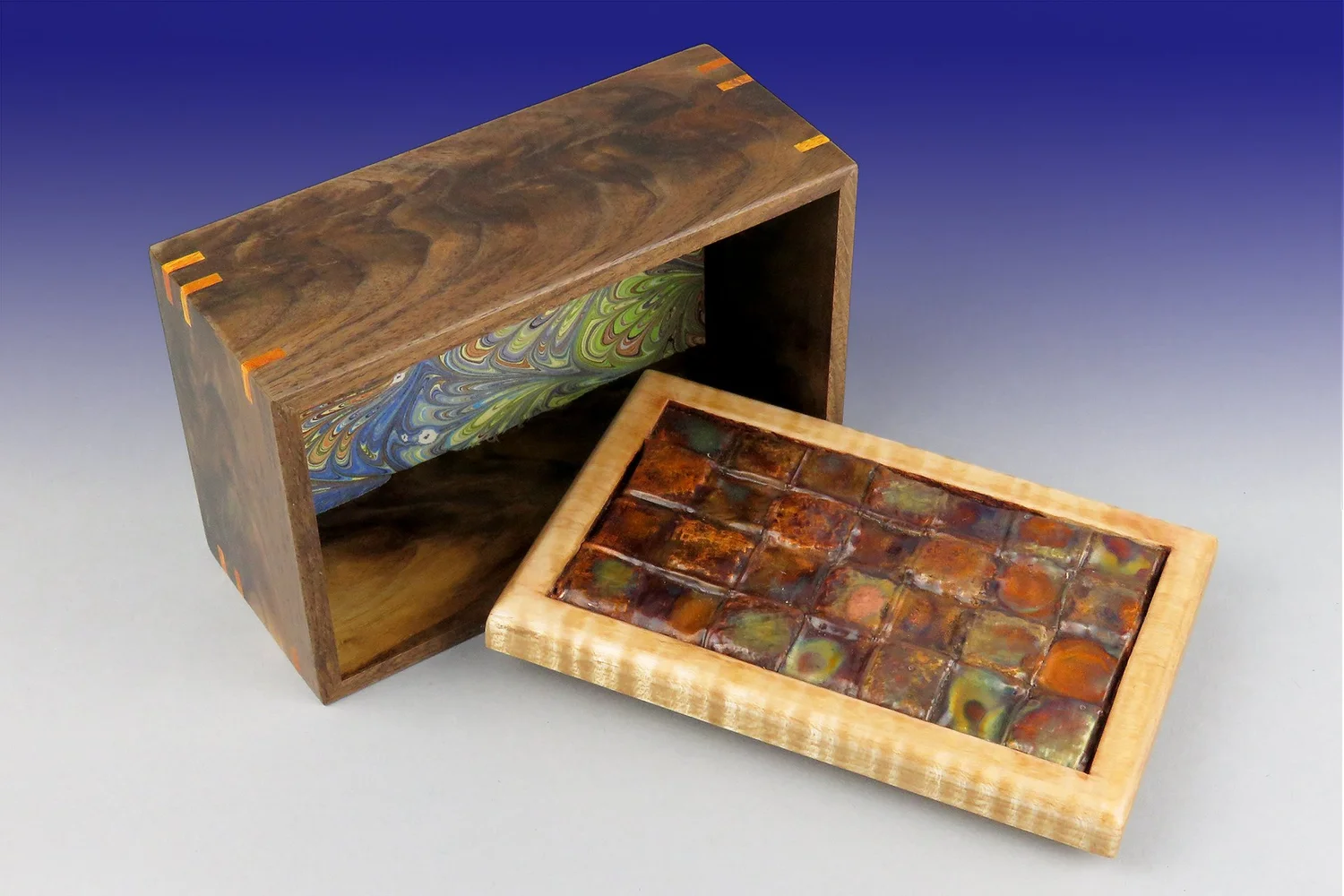 Unusual Handmade Wooden Keepsake Box with Copper Checkerboard — Dead ...