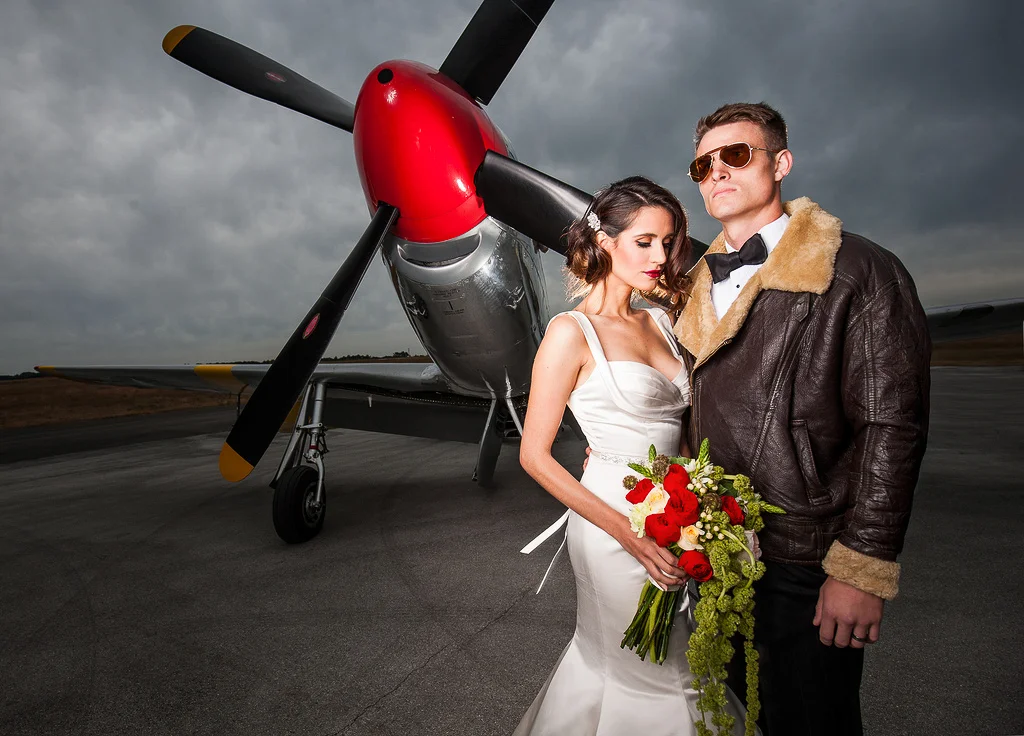 When you get married in an airplane hanger, you make the best of it.