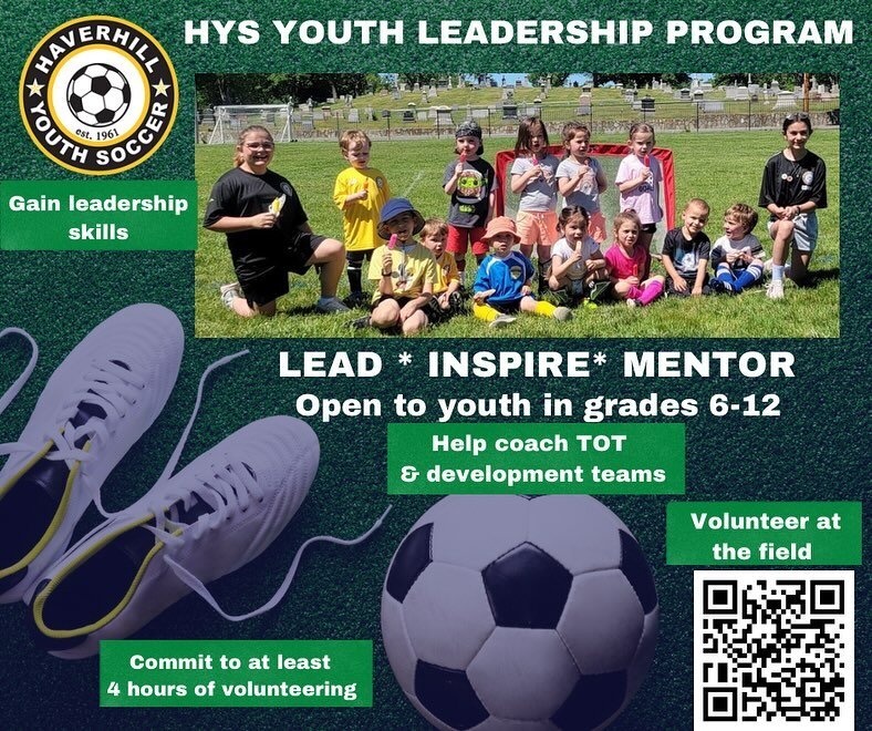 ⭐️HYS Youth Leadership Program⭐️
This program is open to youths in grades 6-12 who can gain leadership skills and earn volunteer hours on Saturday and Sunday mornings beginning on April 20, 2024.

Register here:https://go.teamsnap.com/forms/416404/
 