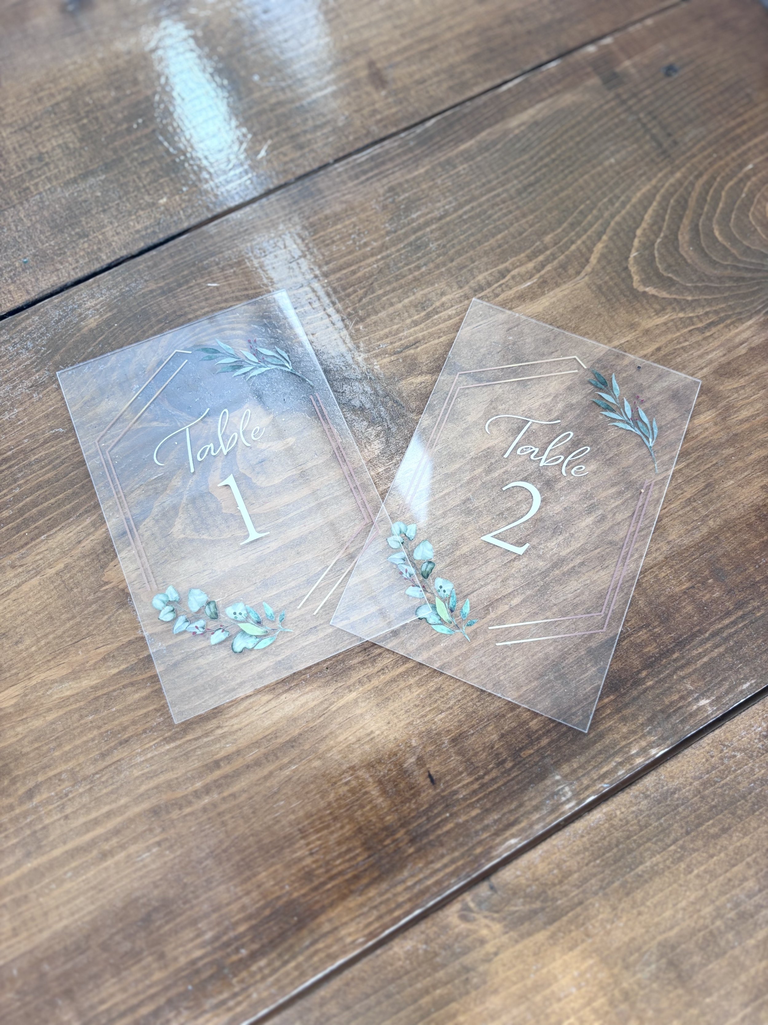 Acrylic Gold & Leaf Table Numbers