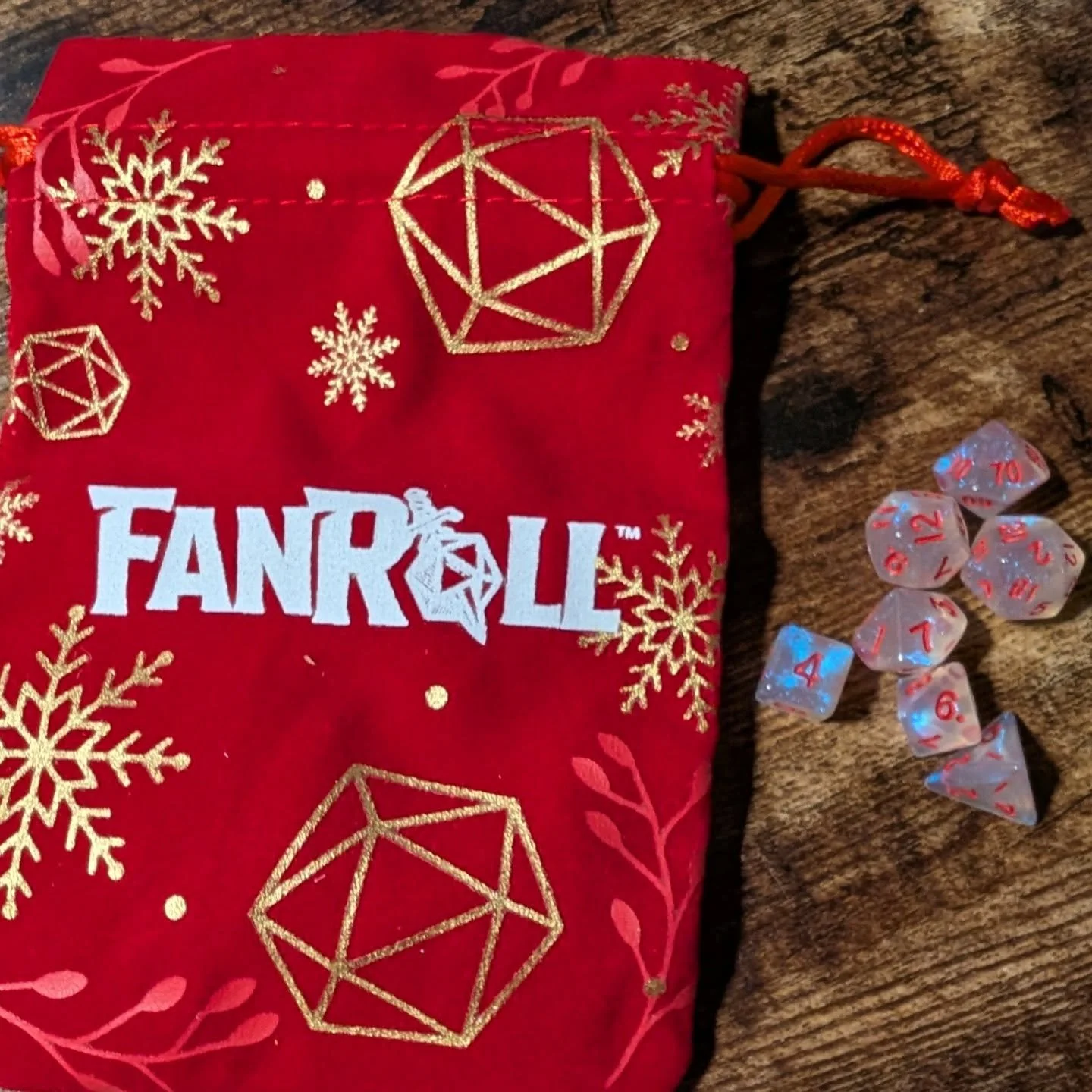 Today was #day1 of #DicemberDaily and the countdown to #Critmas and we had some awesome finds in each #diceadventcalendar ! From @fanrolldice we have an awesome dice bag and an entire set of sparkling mini dice. From @adventuredice an awesome teal d2