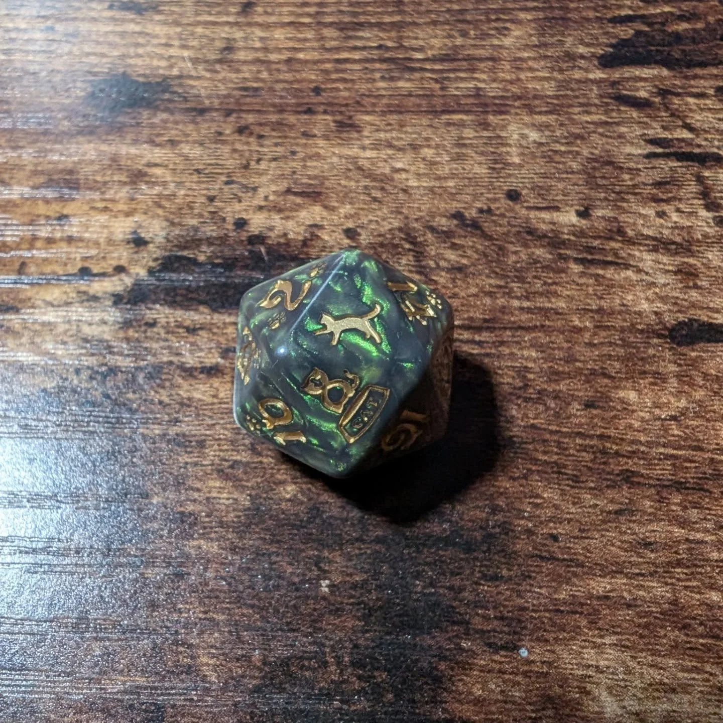#DicemberDaily has reached #day5 and it was a d10 kind of night. There were some fun reveals tonight in #diceadventcalendar world. The @qworkshop_dice we got a green cat d20. Tonight @adventuredice showed up with a d20 in my signature color- pink! I 