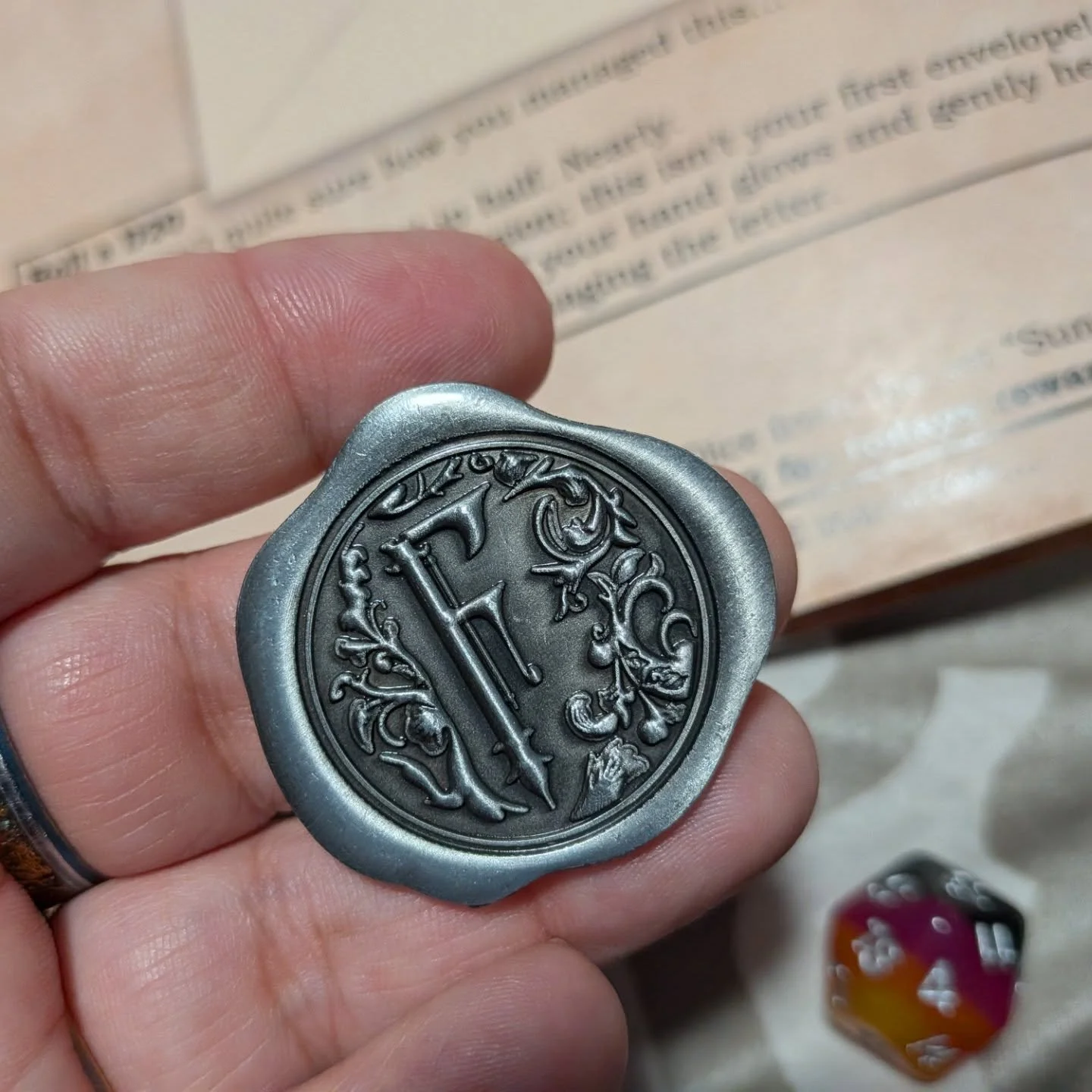 Forgot to post yesterday so here are #day2 and #day3 of my @dicebound #diceadventcalendar . Check out the awesome Crit/Fail metal d2 from yesterday. And looks like the sunset pieces are going to be a set as today was a beautiful d12. And the adventur