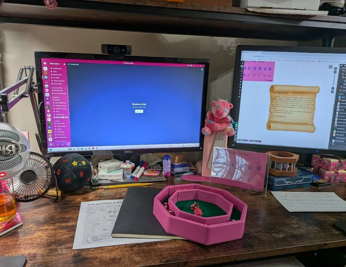 Ready to run the first session of Five Banners Burning for @roletoconfirm on twitch tonight! It's good to get back in the GM seat! #Daggerheart #gmlikeagirl #nervesarereal #rolettoconfirm #twitchstreamer