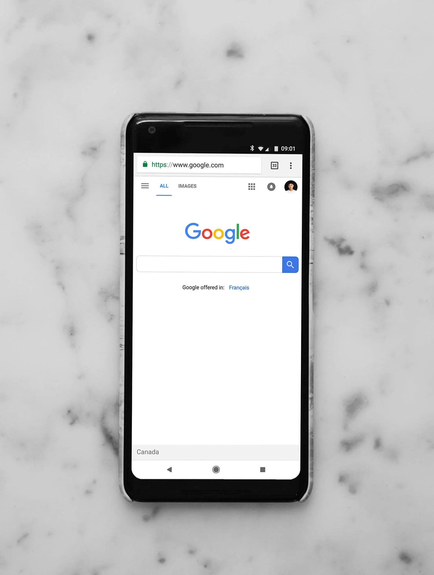 téléphone mobile sur le moteur de recherche Google