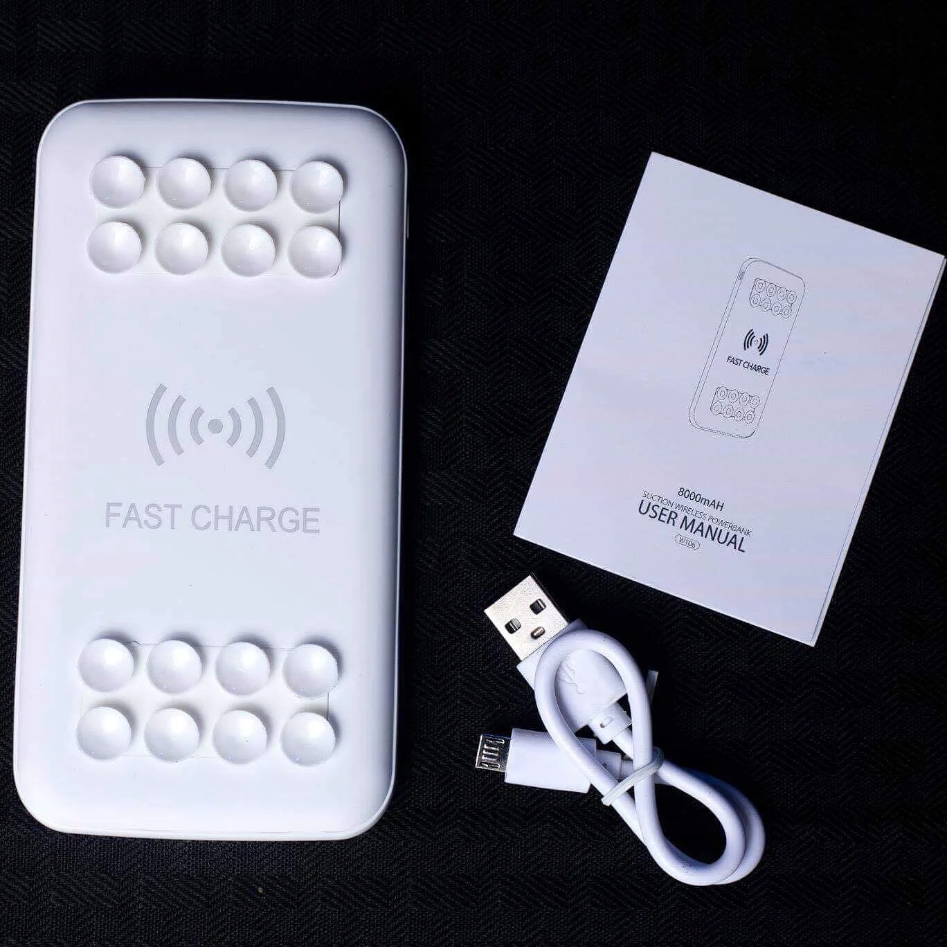 Wireless/wired portable charger - White