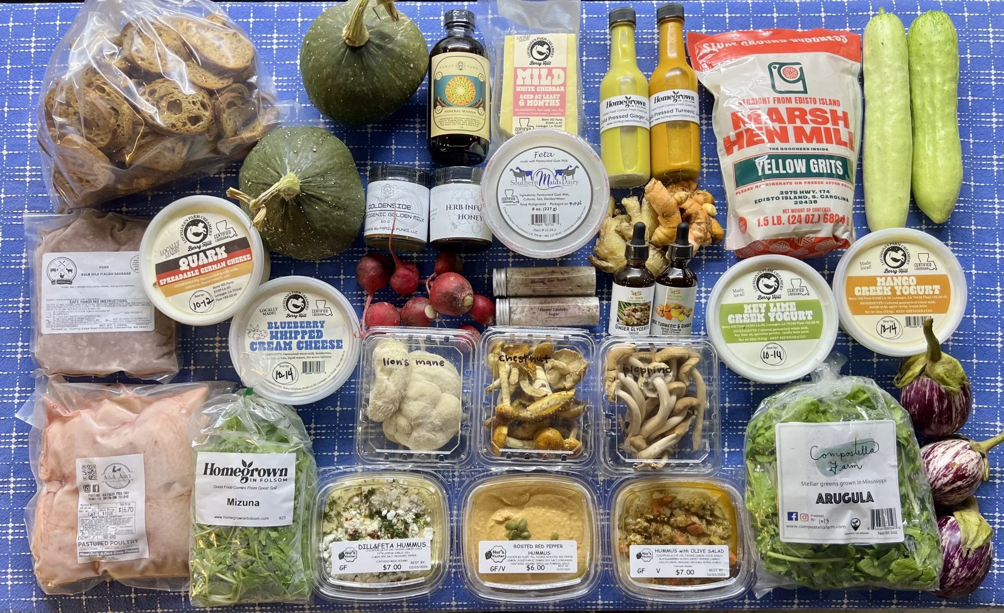New Cheeses (Cheddar!), Apples, New Herb-Infused Honey, Restocked Chicken &amp; Mushrooms &amp; Chicken, Fresh Ginger, Winter Squash, Pasta, Greens, Hummus, Yogurts &amp; More!