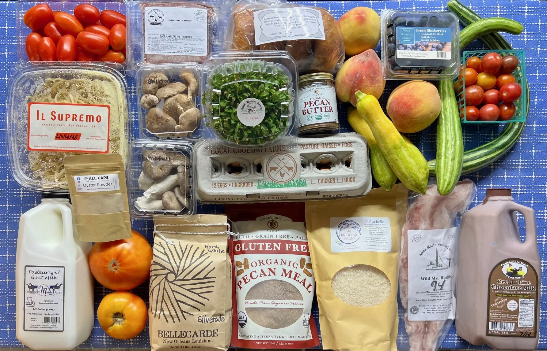 Fresh Local Produce (No Known Parasite Outbreaks!), Grassfed Beef, Pastured Pork, Chicken, Eggs &amp; Dairy, Pasta, Rice, Grits &amp; More! 