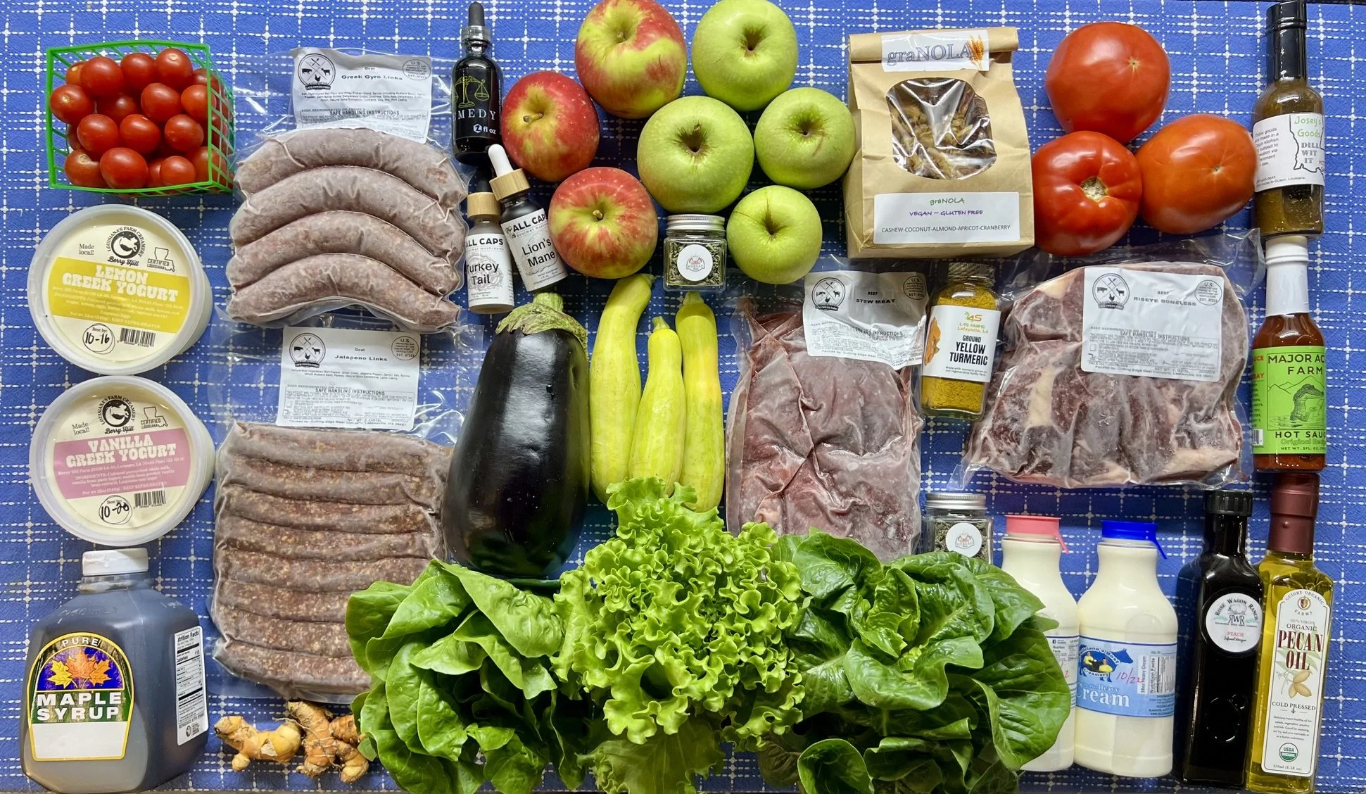 Grassfed Beef Restock, New Goat Sausages, Duck &amp; Pullet Eggs on Sale, Persimmons, Roselle, Sweet Potatoes, New Greens, Lots of Pasta &amp; More!