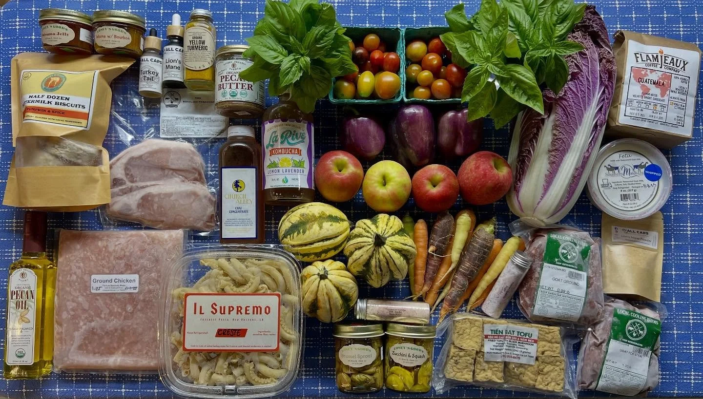 The brief (and abrupt!) freeze on the Northshore and Mississippi ended the season on some crops for the year, but not before one last harvest!

So we have a bunch of basil, plus cherry tomatoes and a few types of peppers and that will be it for the s