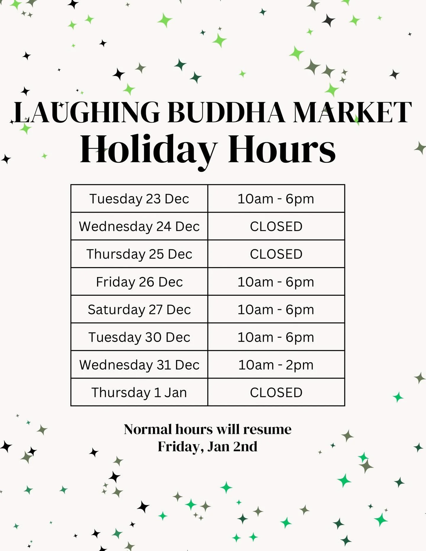 Open today for your last minute local grocery needs!

Plenty of eggs, meats, seafood, salad greens, citrus and apples and more eggnog and other dairy coming in today.

We&rsquo;ll be closed Christmas Eve and Christmas Day, back open Friday and Saturd