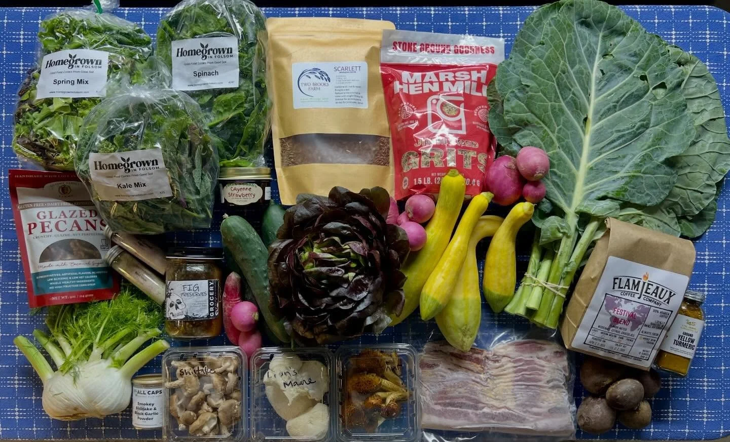 🌦️ We&rsquo;ve got a cheery spread of local groceries for a dreary morning!

Open 10-6 today with plenty of eggs, goat cheeses, meats, mushrooms, salad greens, microgreens, collard greens and herbs, fennel, root veggies, cucumbers, squash and zucchi