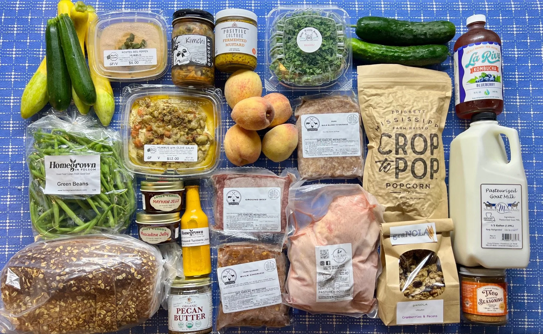 Peaches &amp; Potatoes! Plus Popcorn &amp; GraNOLA Restock, Lots of Hummus, Brioche Buns, Goat Milk, Pastured &amp; Grassfed Meats, Eggs &amp; More!