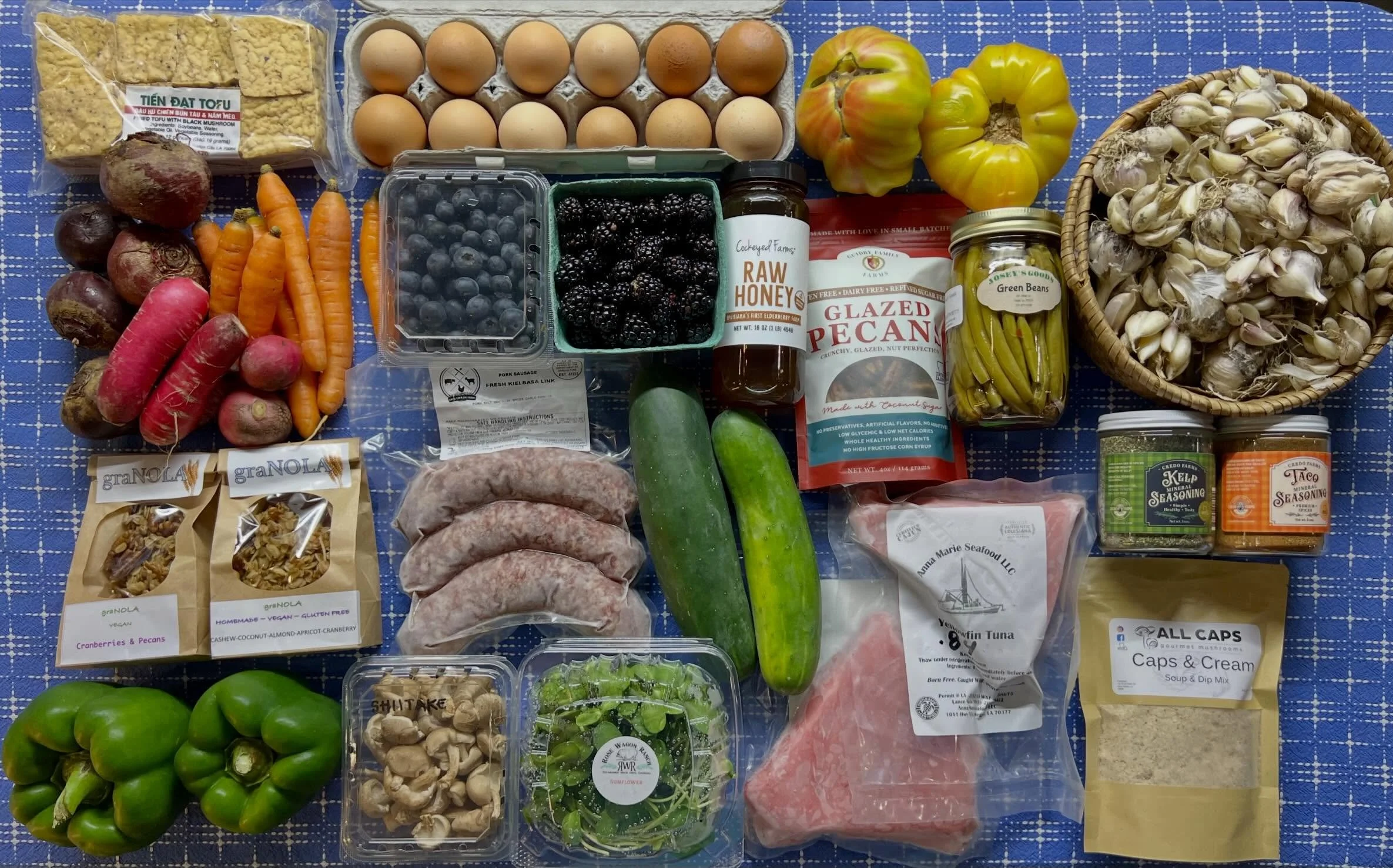 It&rsquo;s June!! One of the best months to eat local in Louisiana.

Come see us this week for berries, peaches, tomatoes, peppers, cucumbers, squash, root veggies and microgreens in the produce realm, plus meats, seafood, eggs, dairy, preserves, fer
