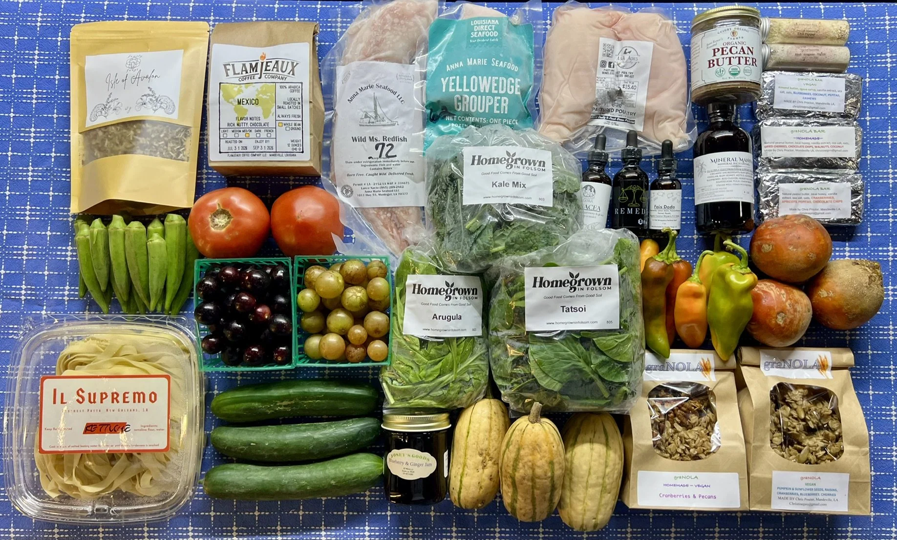 Restocked Seafood, Buffalo, Chicken, Salad Greens, GraNOLA, Gingerbooch &amp; Family Fungi Products, Plus Tomatoes, Eggs, Hummus &amp; More!