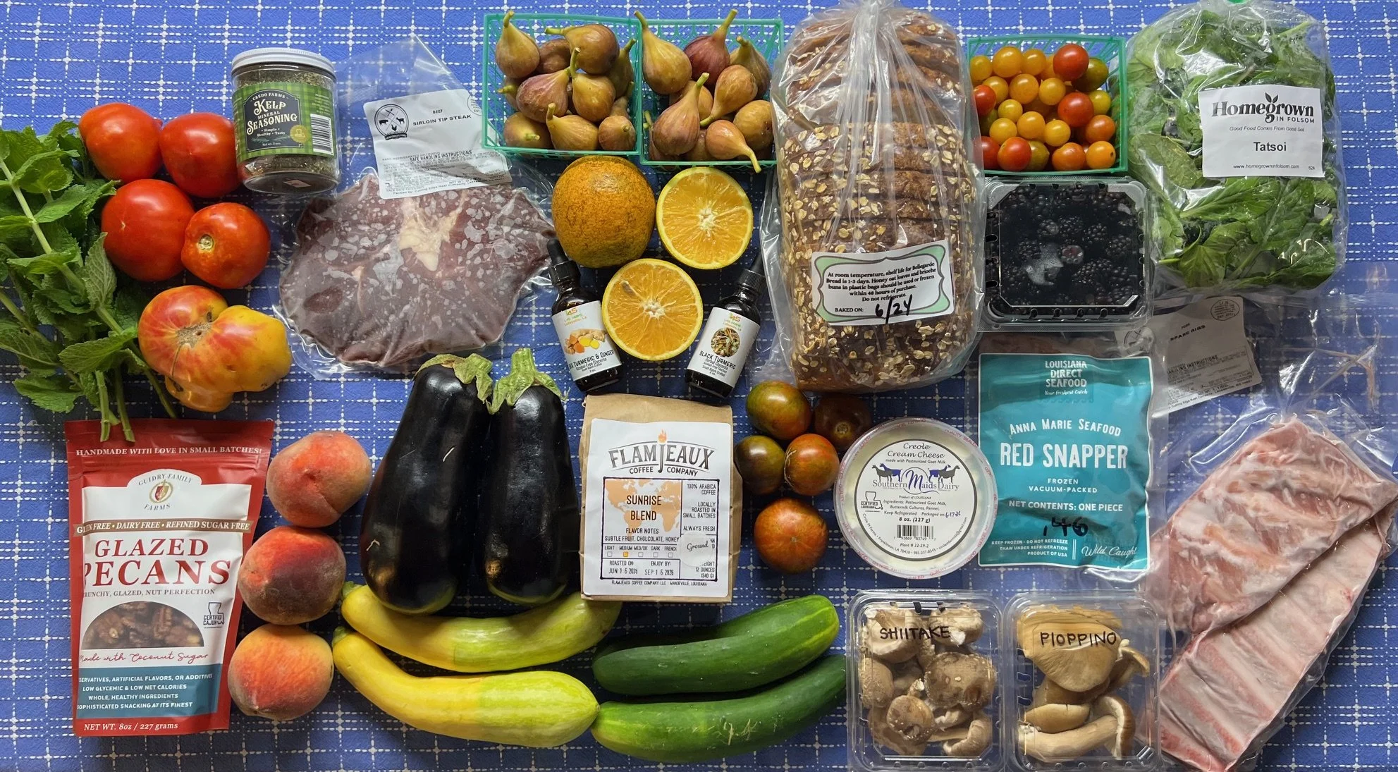 Figs, Valencia Oranges, Peaches &amp; Berries! Plus Restocked Beef, Tons of Tomatoes, Salad and Microgreens, Pastured Pork &amp; Chicken, Eggs, Goat Cheese &amp; More!