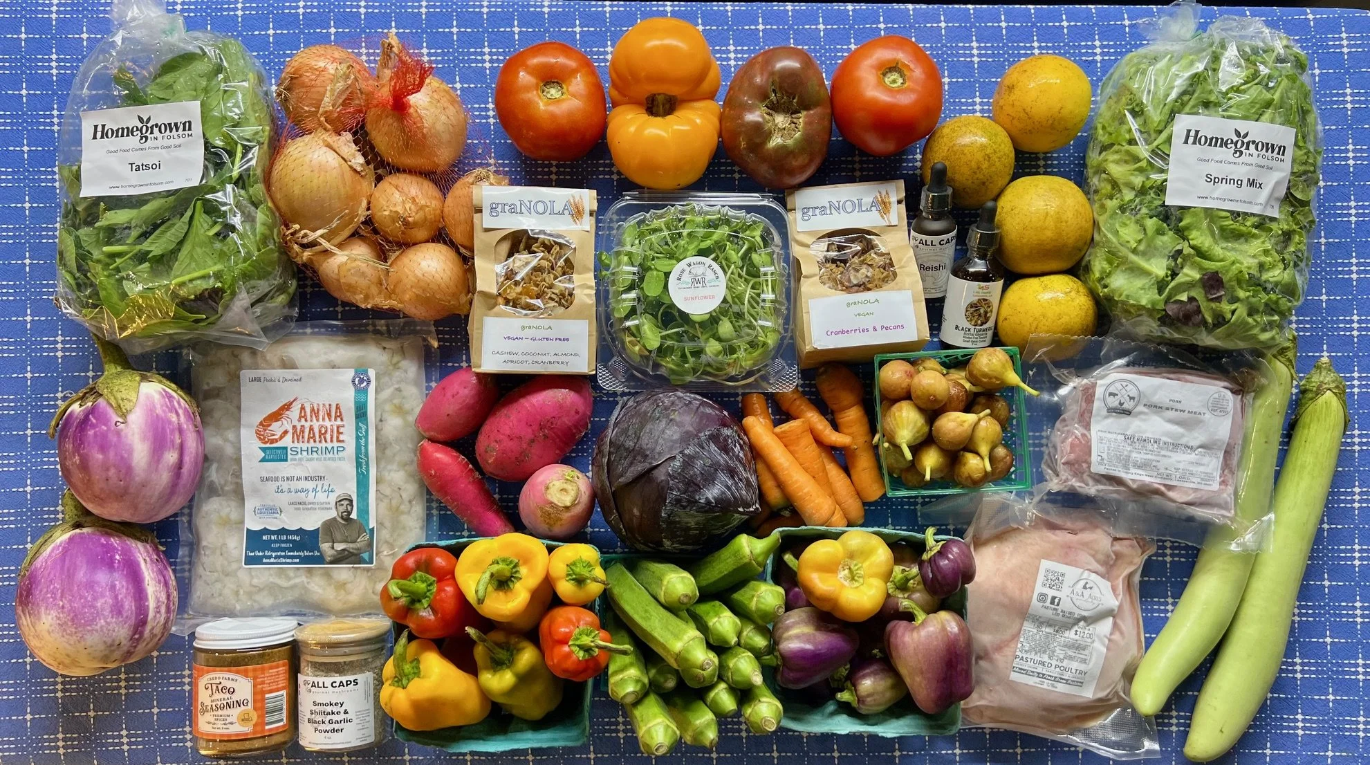 Seafood Restock, Bountiful Fruits and Veggies, Kombucha, GraNOLA, Hummus, Eggs, Beef, Pork, Chicken &amp; Goat Meat, GraNOLA, Pecans &amp; More!