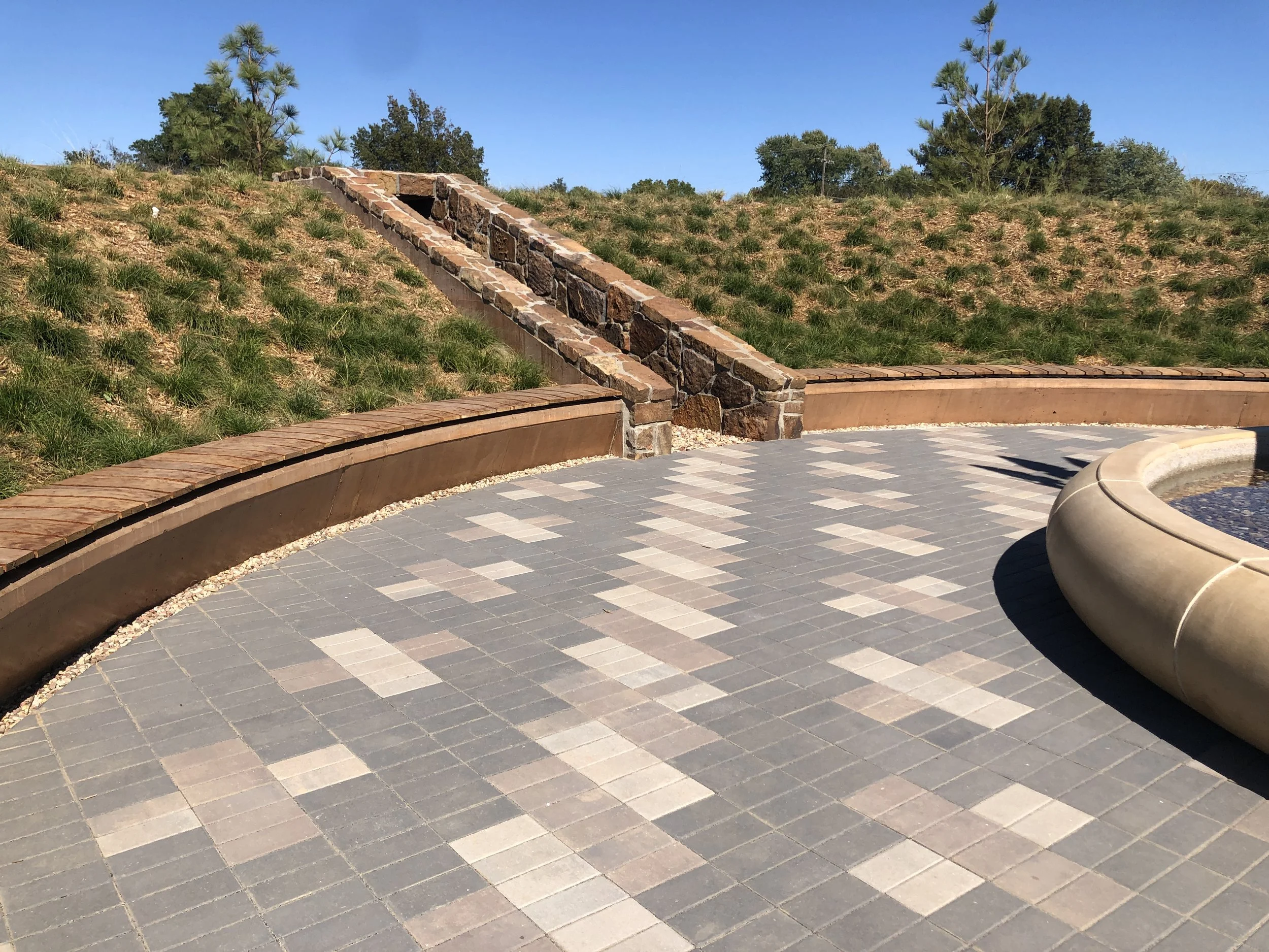  Pavers represent the Stairway to Heaven pattern found in the creative basket-weaving of the Cherokee Peoples. 