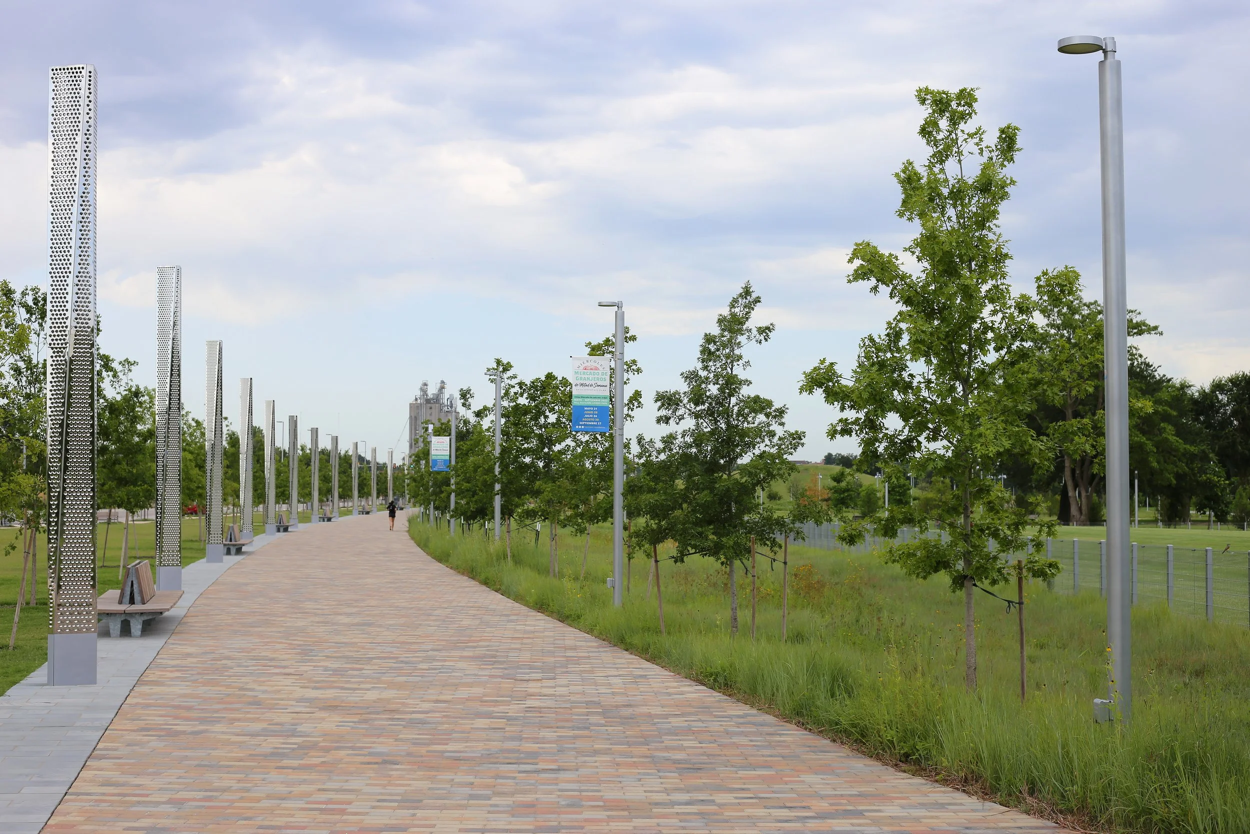 New trees and an Oklahoma native seed mix is thriving along the west side of the path.
