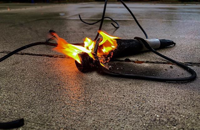 Tried out a mic today... this is how the review ended... #litthatshitonfire #mic #microphone #podcast #podcaster #micreview #voiceover #fire #getoffmymicstand #audiohotline