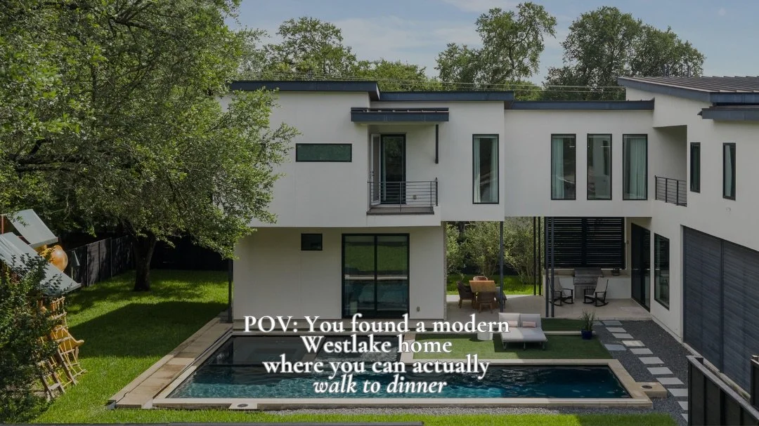 Comment MODERN and we&rsquo;ll send you the listing link.

Modern Westlake living, rare everyday walkability, and a private resort-style setting in the heart of beloved West Lake Hills.
Designed by Design Visions of Austin and built by Windsor Custom