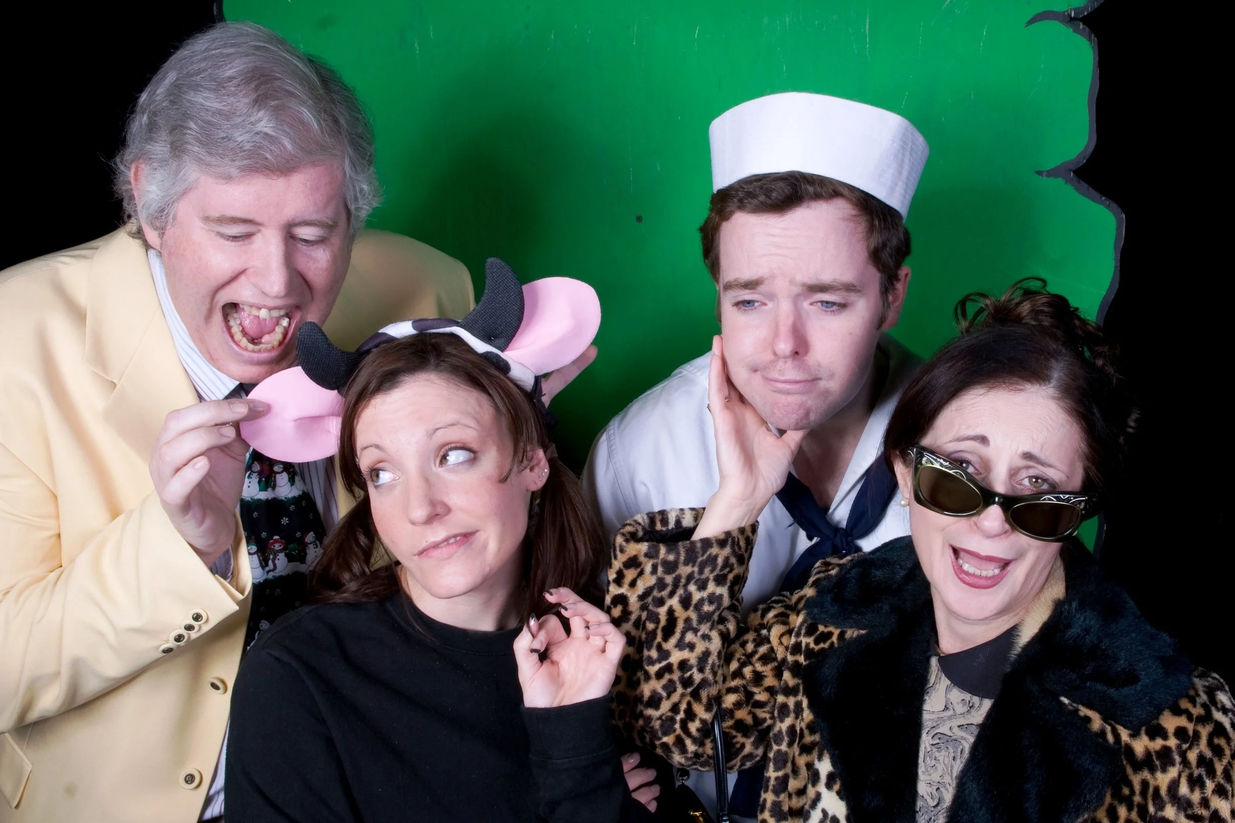 The cast of the original production of Cow and the Beanstalk . From left to right: Paul Murphy, Cassie Balint, Michael Stanton Murphy, Rose Pedone Maloney