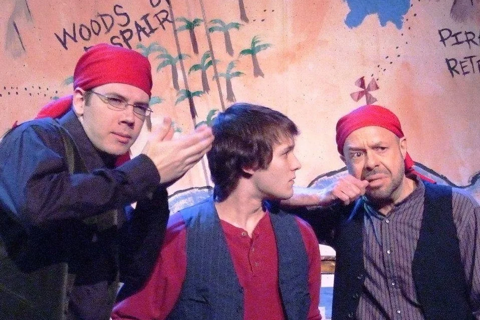 A scene from Treasure Island . From left to right: R. Liam Jennings, Christopher Jones, Paul Whelihan