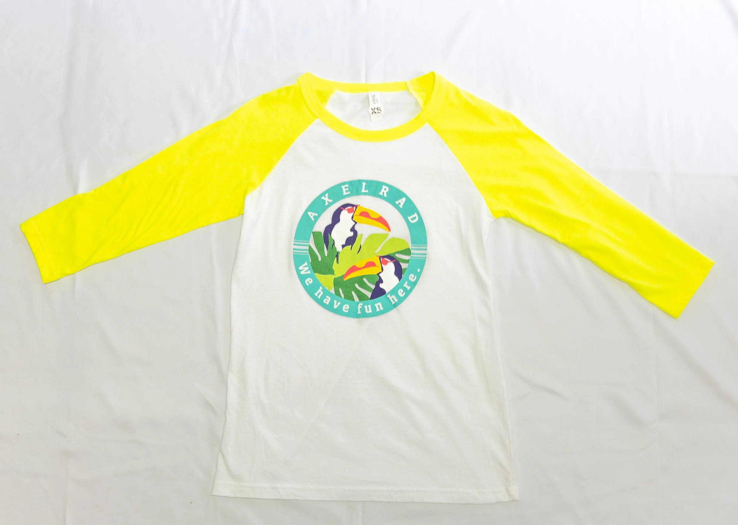 We Have Fun Here Baseball Tee (Yellow)