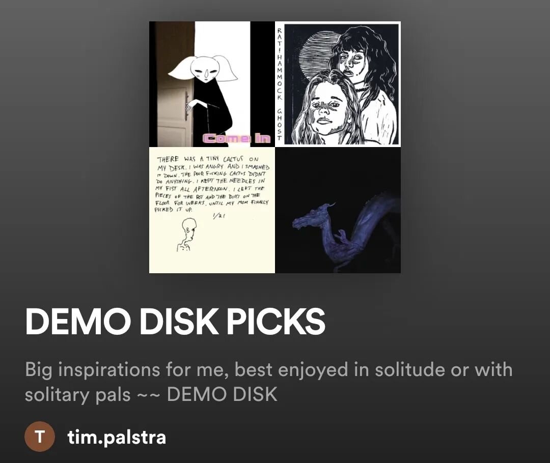 got a spotify playlist on the go for demo disk inspos 😇

have a listen to hear a lot of Naarm influence, inc. @obscurahail @merpiremusic @purr.usual @private.mountain and many more gems 💎