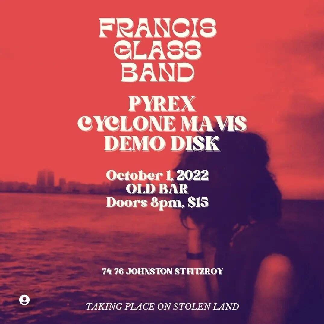 debut live show opening up this ripper at Oldie on Oct 1st 💫

playing with @francisglassband @cyclonemavis and @pyrexband - hope to catch u there! 🤠