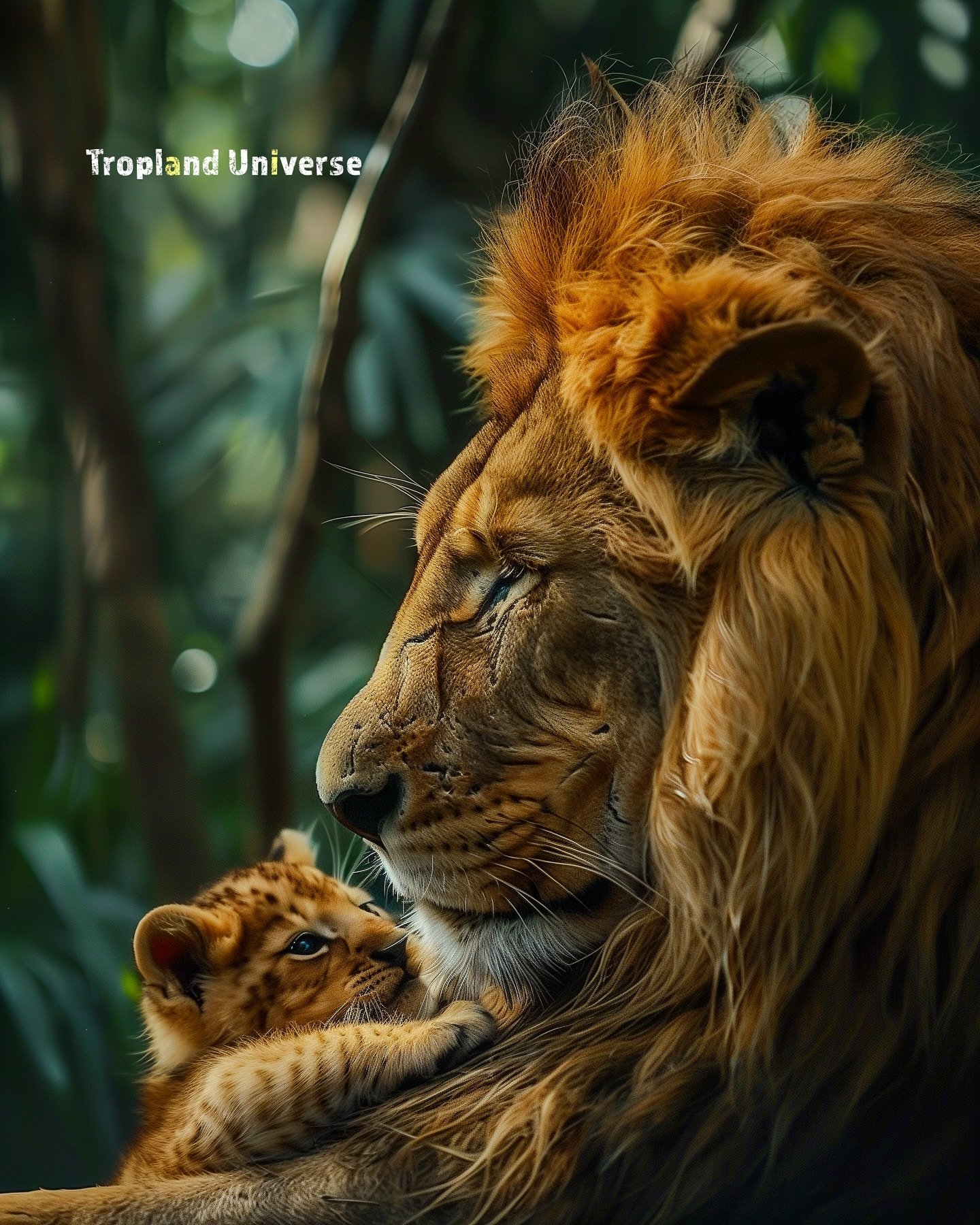 I got your back, my sweet Prince. ❤️🦁

🦁 Follow me @troplanduniverse for more never-before-seen images from the digital animal kingdom. 

📸 This is not a photograph. I used generative ai combined with my design skills to create this image.

If you