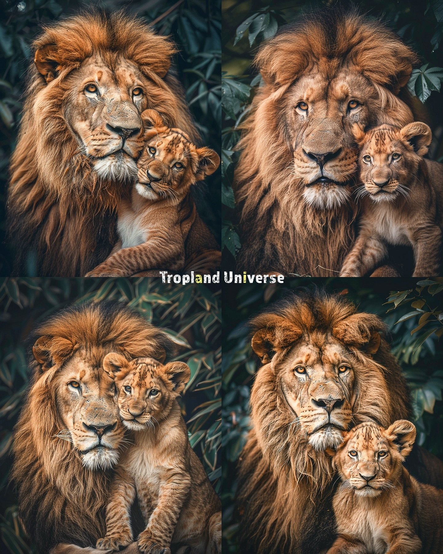 I&rsquo;m feelin the Mufasa Lion King vibes. Which one is your favorite here? 🦁❤️

🦁 Follow me @troplanduniverse for more images like this and a journey beyond the ordinary. 

🎨 Not an actual photo. Crafted using Midjourney, Photoshop, and a selec
