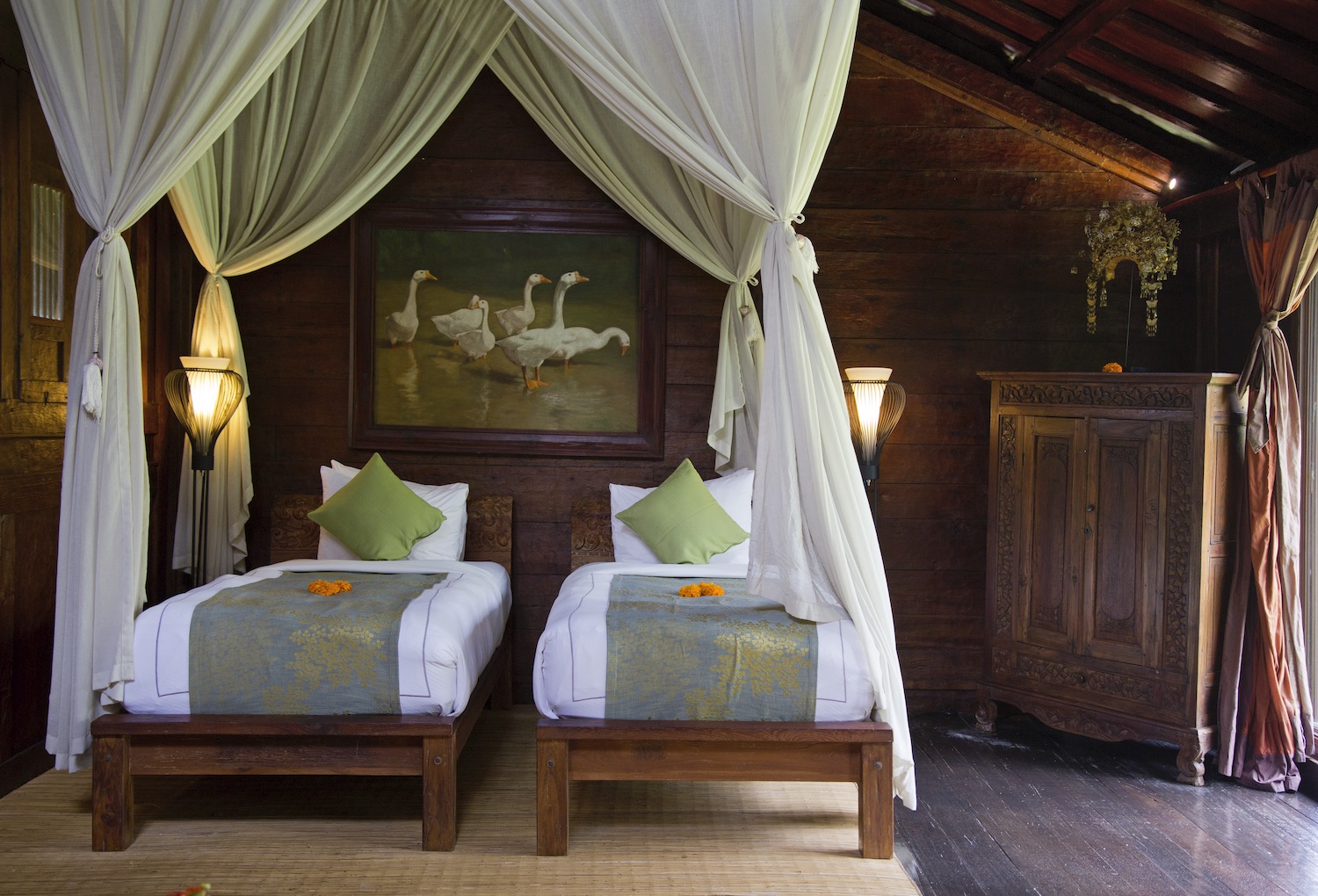 Two single beds can be joined into a king bed, Menala cottage.