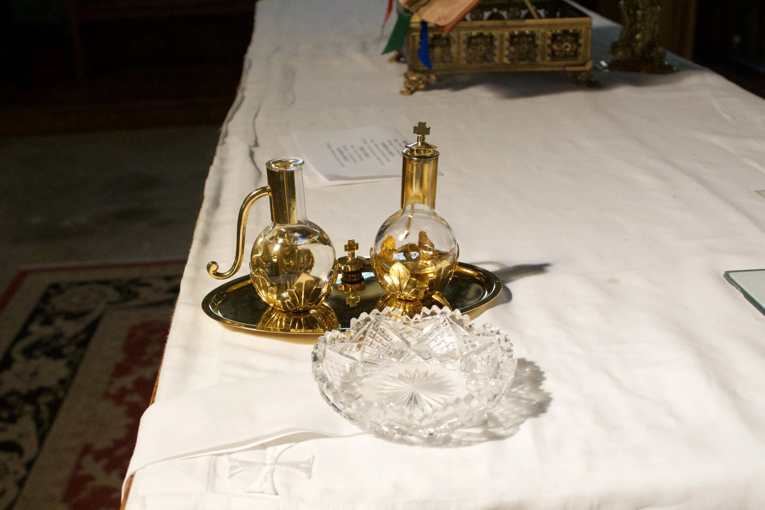 The cruets used during Mass