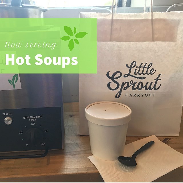 Looking for something to warm you up for lunch? We&rsquo;ve added hot soup to our lunch menu! Today we&rsquo;re serving Broccoli Cheddar Soup with a hunk of Rosemary Bread. 
#littlesproutcarryout #avleats #blackmtneats #828isgreat #eatlocal #soupofth