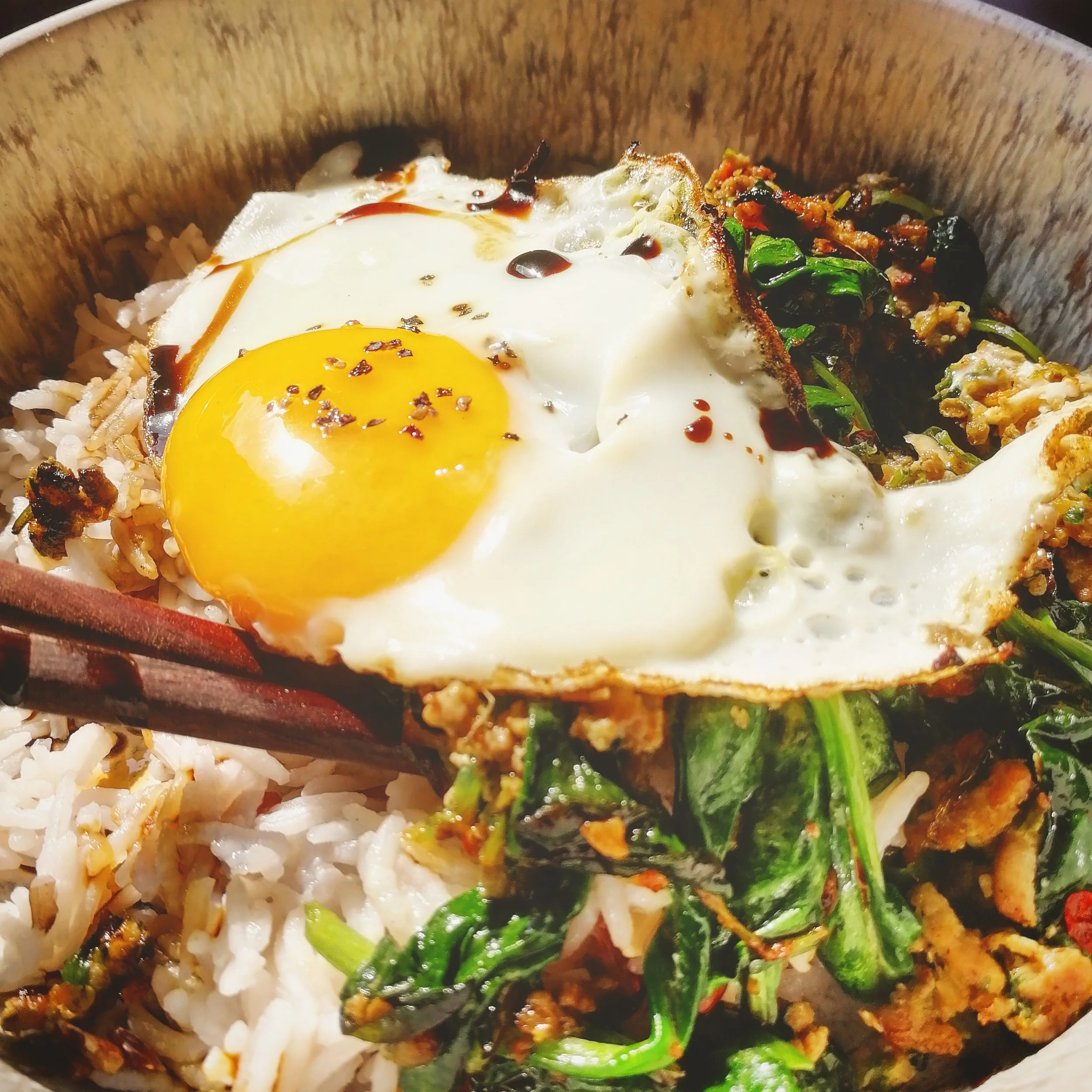 Spicy Pork and Wild Garlic stir fry