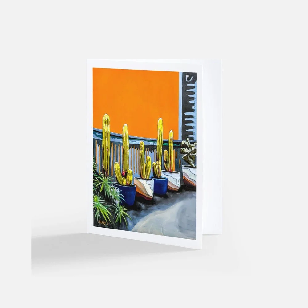 Cactus & Orange Sky note card