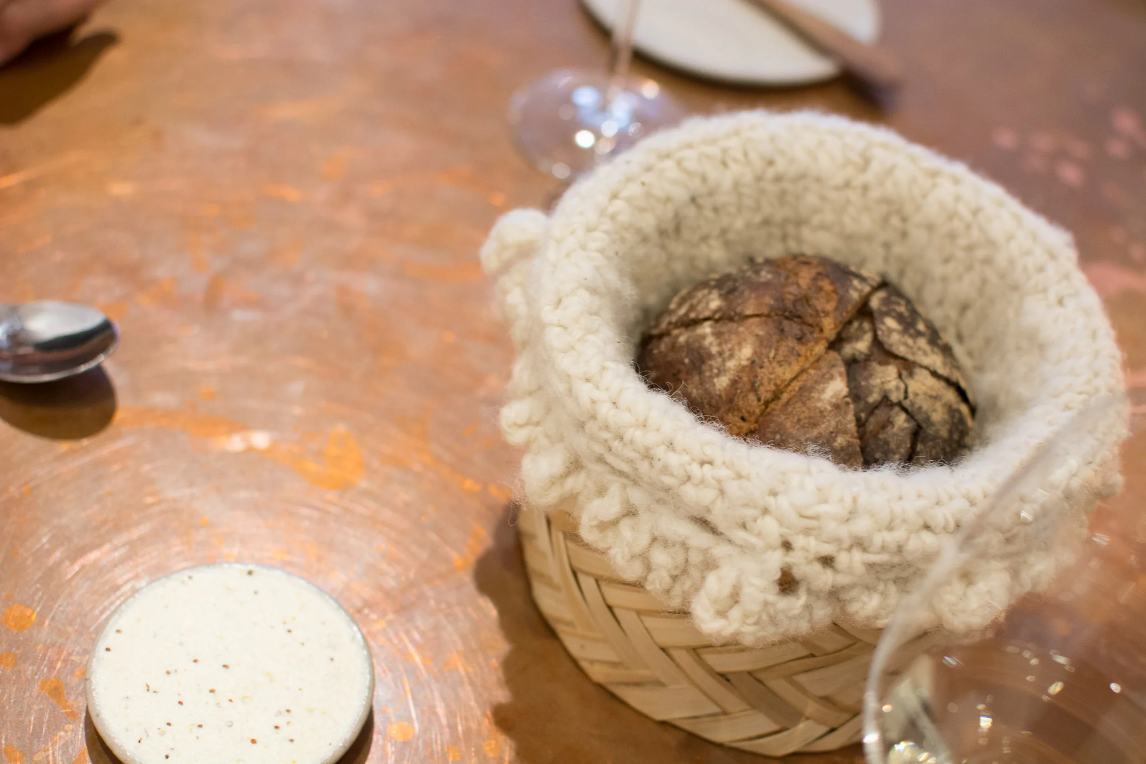 Bread in wool basket