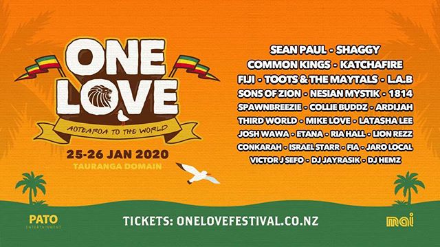 One Love, One Love
Baby, One Love 
FULL LINEUP http://bit.ly/2XhMgWZ 
@onelovefestival_nz @katchafireofficial @commonkings @f1j1 
@duttypaul @direalshaggy @sonsofzionmusic @realcolliebuddz @mikelovemusic @theartistfia @tootsmaytalsofficial @nesian_mystik @thirdworldband @riahallnz 
#OneLove2020 #ReggaeFestival #onelovenz #NZ
#reggae #dancehall #rootsrockreggae #pacificroots #irie