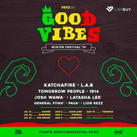 Drummer man says ,
Live life to the fullest fam,
rain hail or shine . Good vibes is heating up the cool weather check the dates and get your tickets before they disappear.
Our Aotearoa family is up first .we have locked a new special show and we can’t wait to blast out .
Lets show them how to party in the winter, NZ styles 
Which show are you coming to?
let’s link and warm up the place when you wine up the waist @katchafireofficial