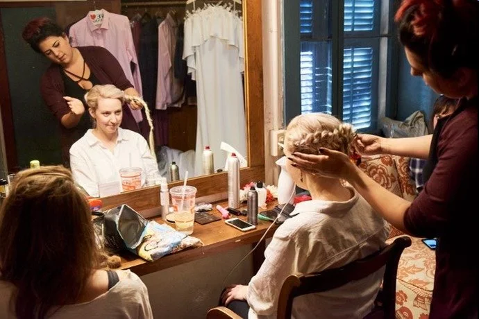  Process, placing braid with custom colored add-in human hair extension 